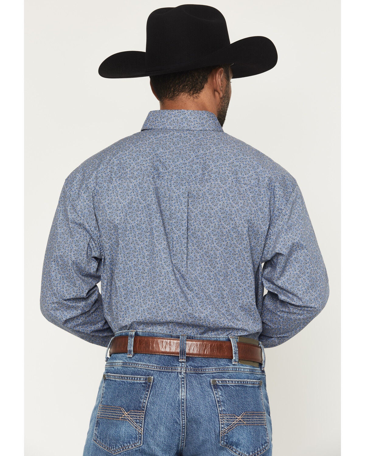 Image #4 - Wrangler Men's Paisley Print Long Sleeve Button-Down Stretch Western Shirt - Big, Navy, hi-res