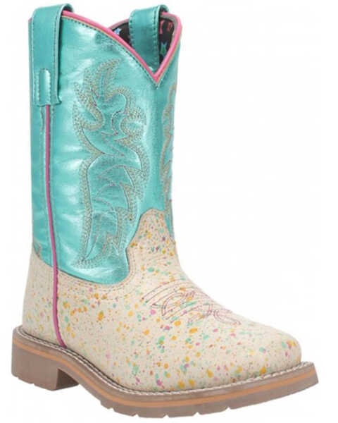 Dan Post Little Girls' Splatt Western Boots - Square Toe, Natural, hi-res