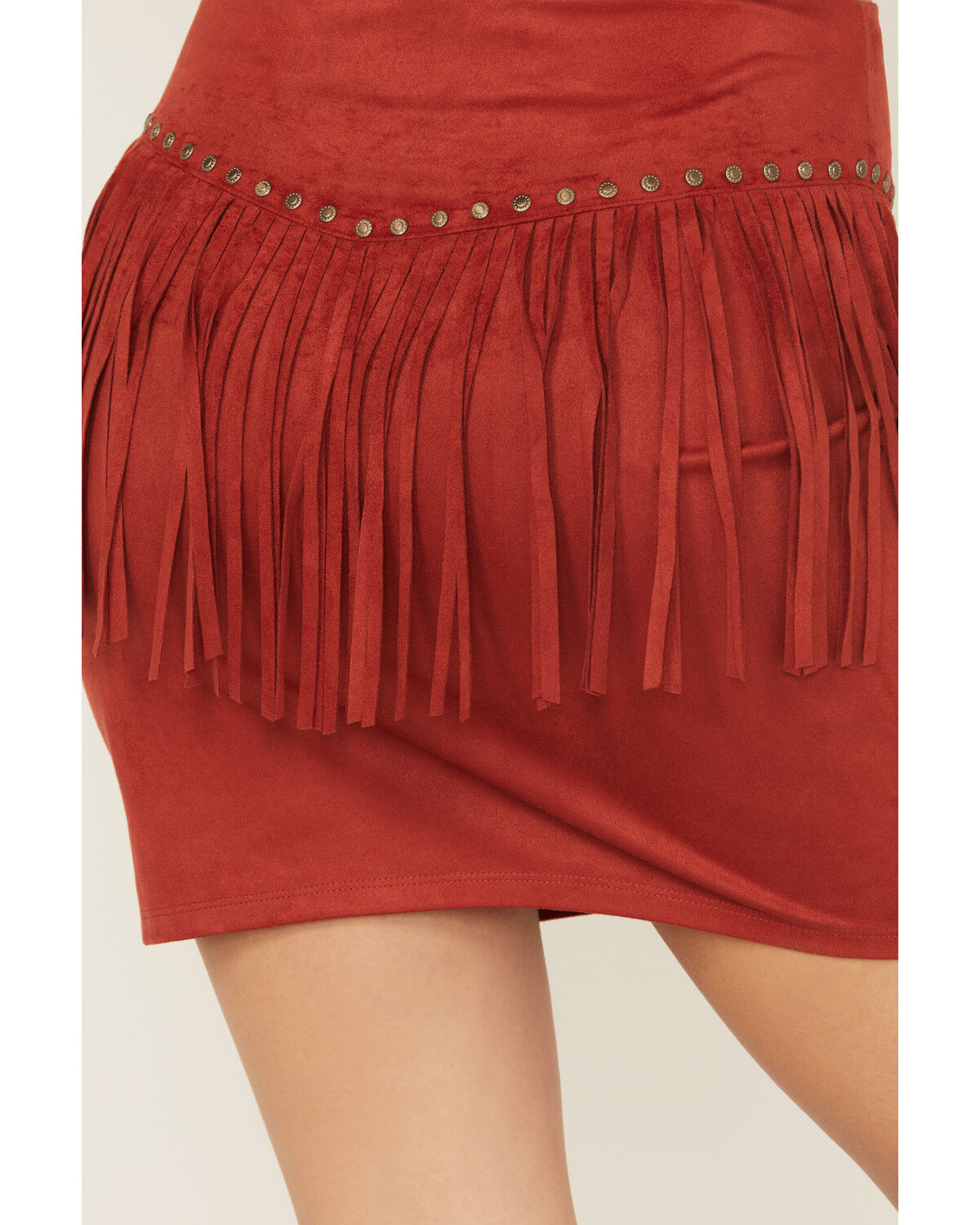 Image #4 - Idyllwind Women's Wylie Studded Fringe Faux Suede Mini Skirt, Chilli, hi-res