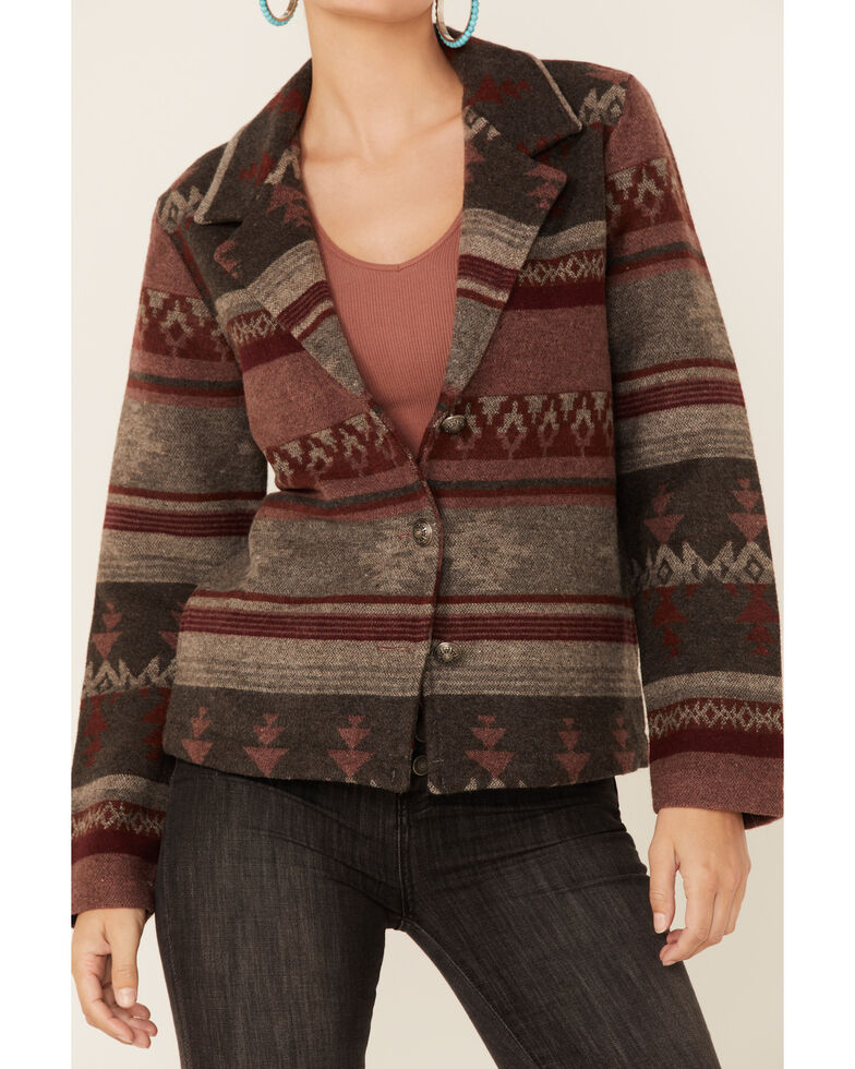 Cotton & Rye Outfitters Women's Jacquard Blazer, Wine, hi-res