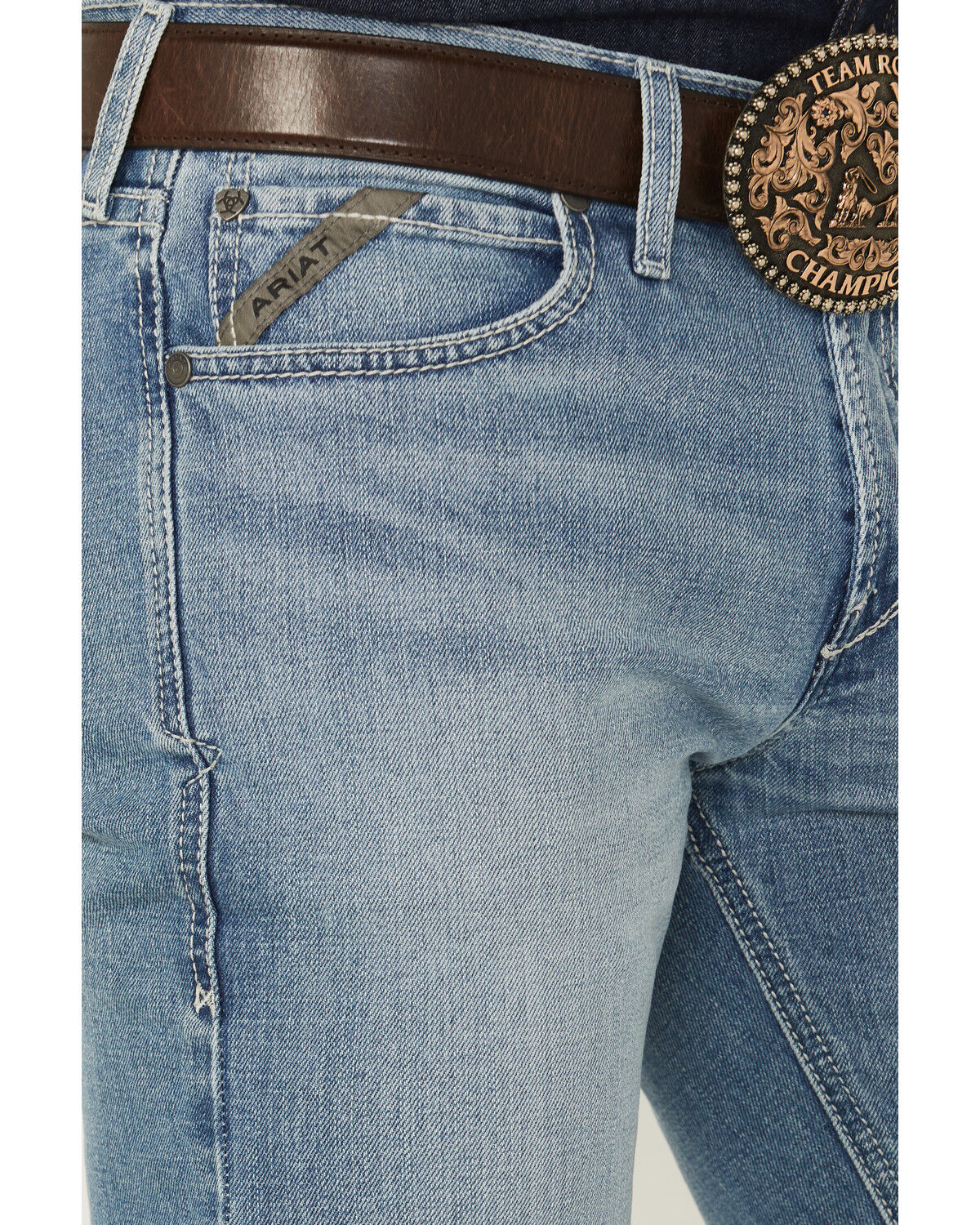 Image #2 - Ariat Men's M7 Dixon Light Wash Slim Straight Stretch Denim Jeans, Light Wash, hi-res