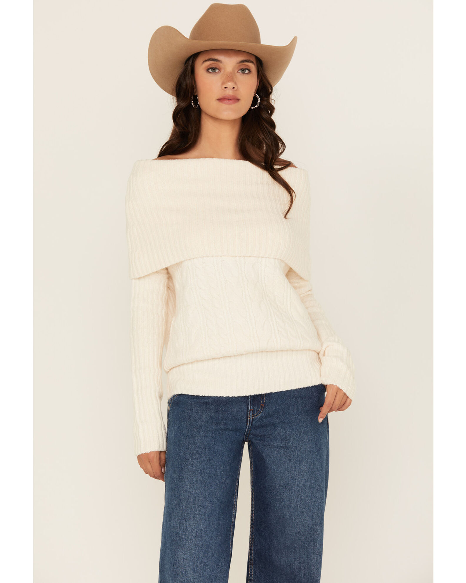 Shyanne Women s Off The Shoulder Cable Knit Sweater