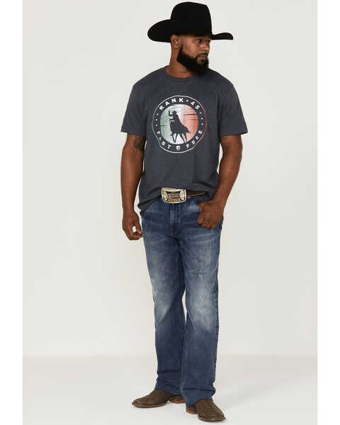Image #2 - RANK 45® Men's Roper Circle Logo Short Sleeve Graphic T-Shirt , Navy, hi-res