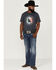 Image #2 - RANK 45® Men's Roper Circle Logo Short Sleeve Graphic T-Shirt , Navy, hi-res