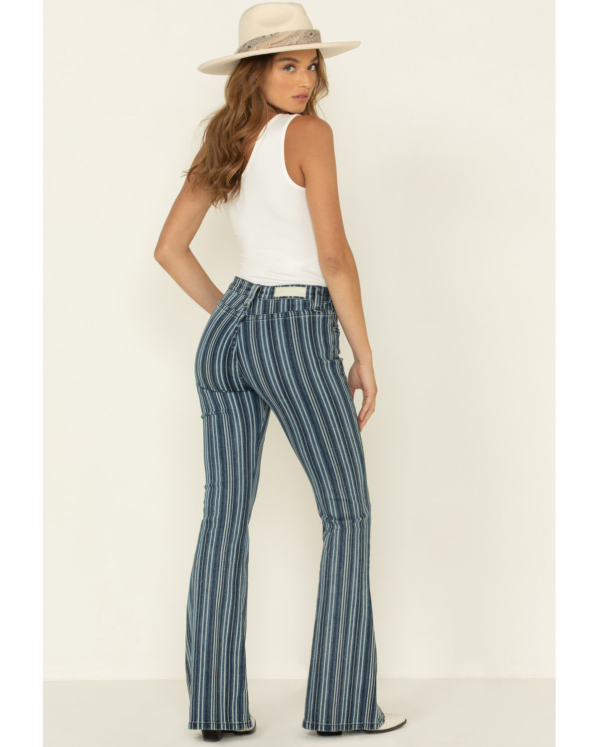 Striped denim flare jeans Clearance