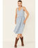 Image #3 - Stetson Women's Embroidered Button Front Dress, Blue, hi-res