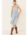 Image #3 - Stetson Women's Embroidered Button Front Midi Dress, Blue, hi-res