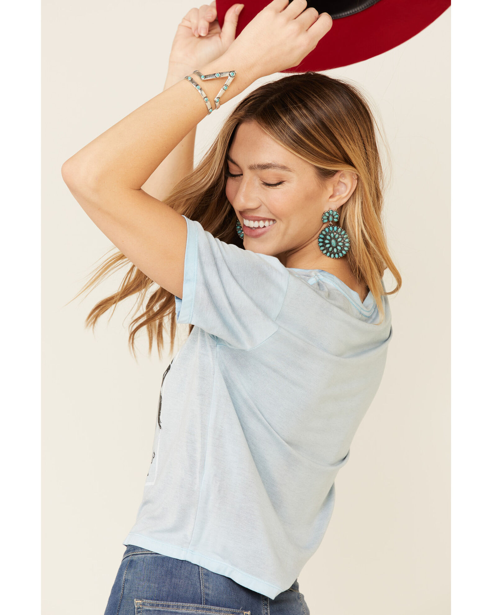 Image #5 - Rock & Roll Denim Women's Rodeo Bronco Bustin' Tee, Blue, hi-res