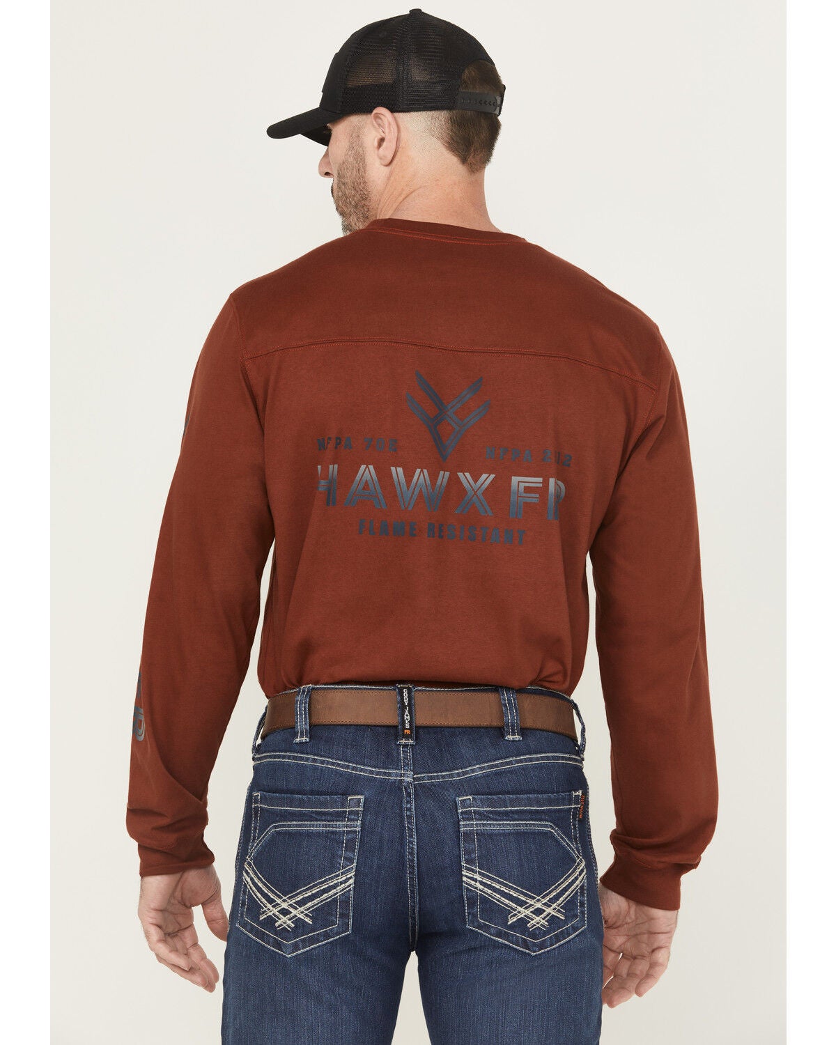 Image #1 - Hawx Men's FR Graphic Long Sleeve Work T-Shirt, Red, hi-res