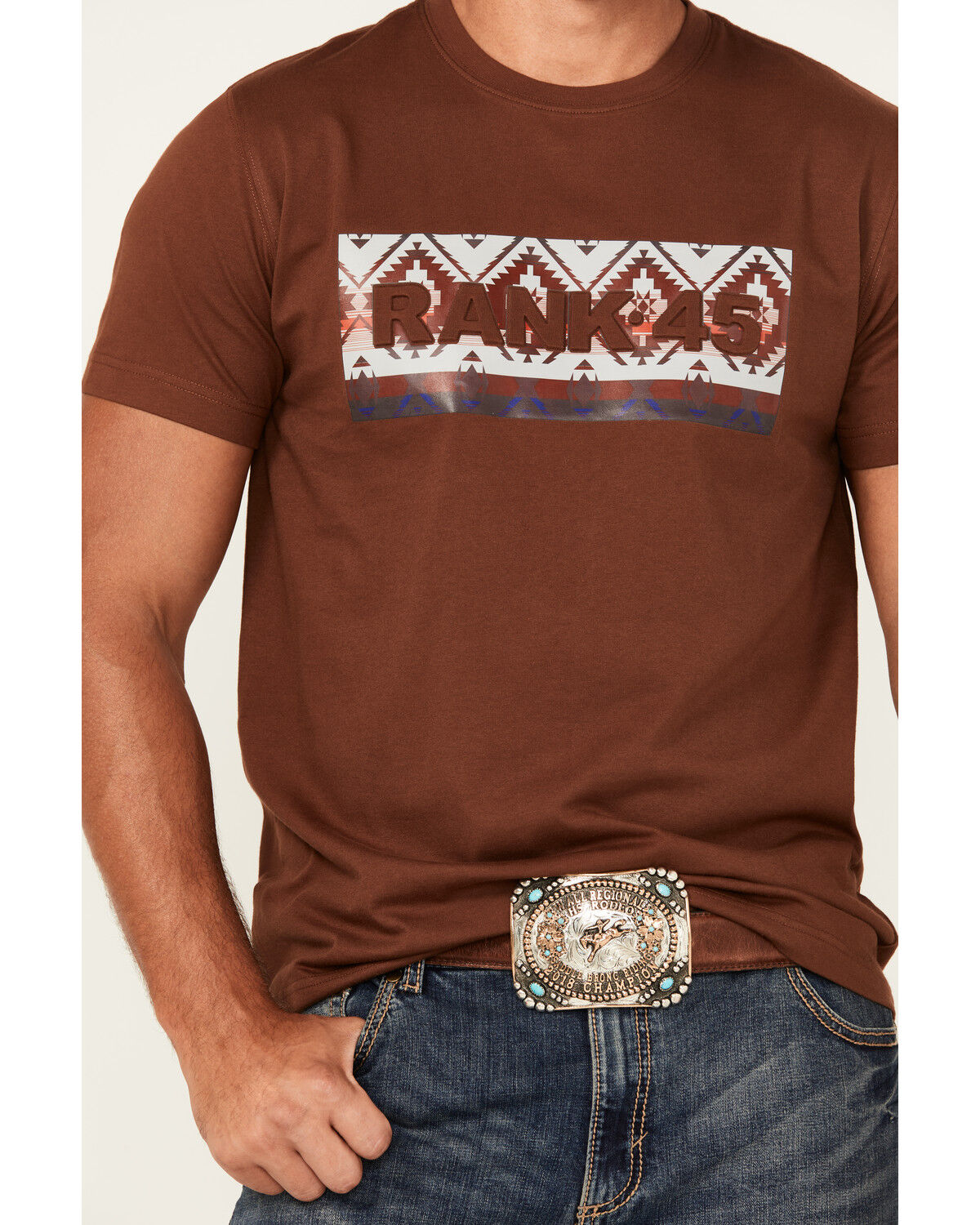 Image #3 - RANK 45® Men's Logo Southwestern Print Short Sleeve Graphic T-Shirt, Coffee, hi-res