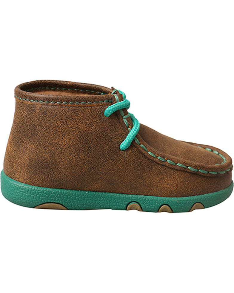 Twisted X Infant Turquoise Bomber Driving Mocs, Brown, hi-res