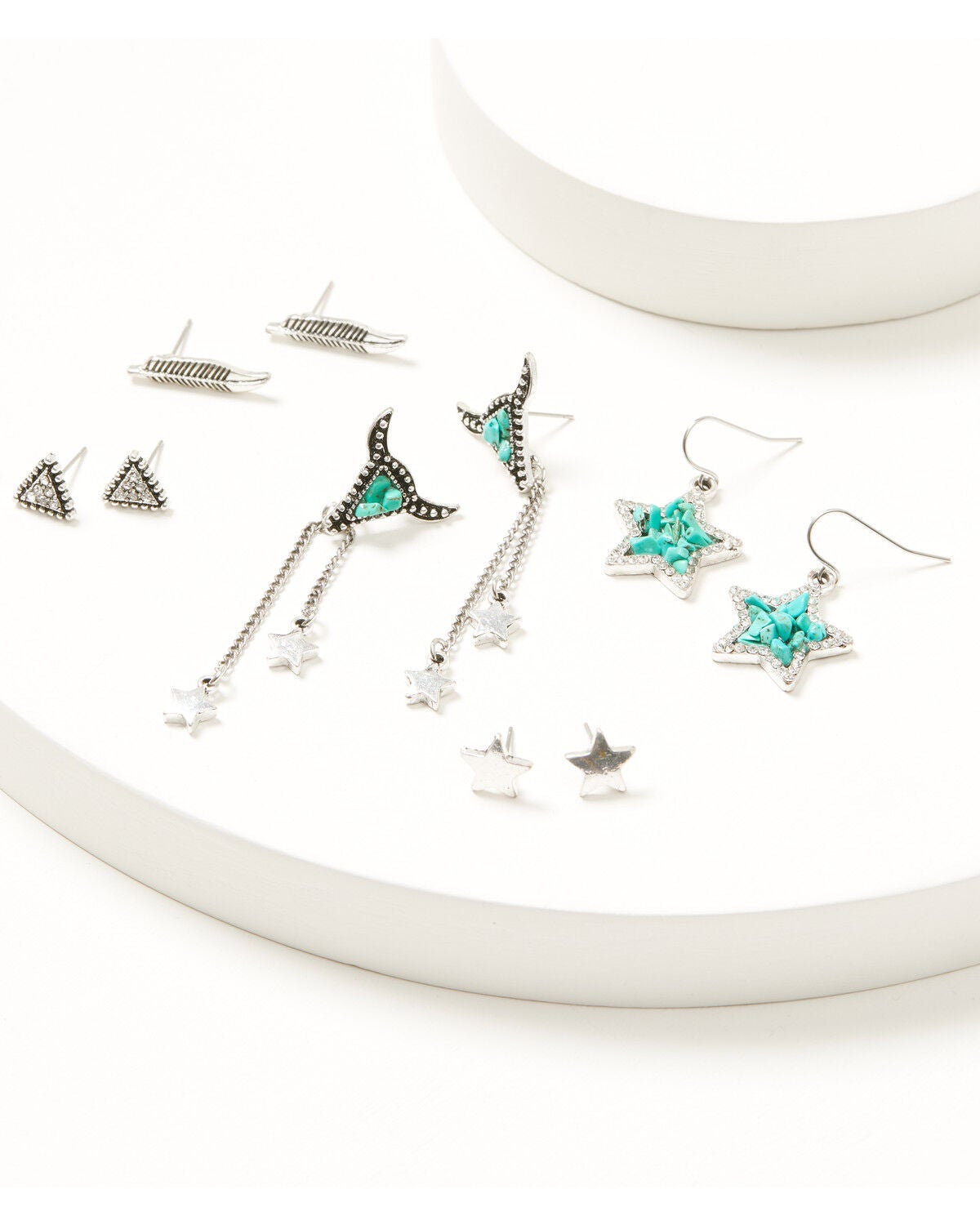 Image #1 - Shyanne Women's Steer Head Earring Set - 5 Piece, Silver, hi-res