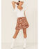 Image #1 - Shyanne Women's Floral Dot Print Button Front Skirt, Brown, hi-res
