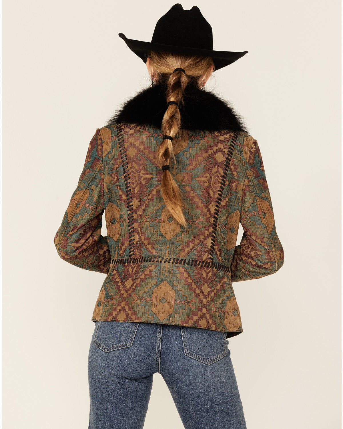 Image #3 - Double D Ranch Women's Top Ridge Weaver Zip-Front Faux Collar Leather Jacket, Multi, hi-res