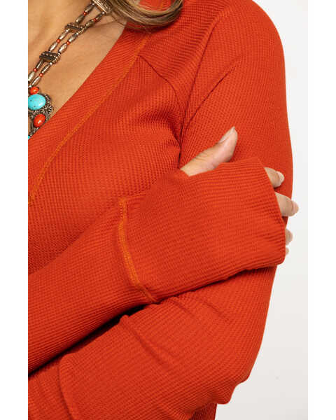 Image #4 - Red Label by Panhandle Women's Waffle Knit Top, Rust Copper, hi-res