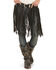Kobler Leather Women's Hand-Tooled Beaded Fringe Belt, Black, hi-res