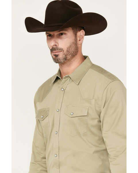Image #2 - Blue Ranchwear Men's Twill Long Sleeve Snap Shirt, Beige/khaki, hi-res