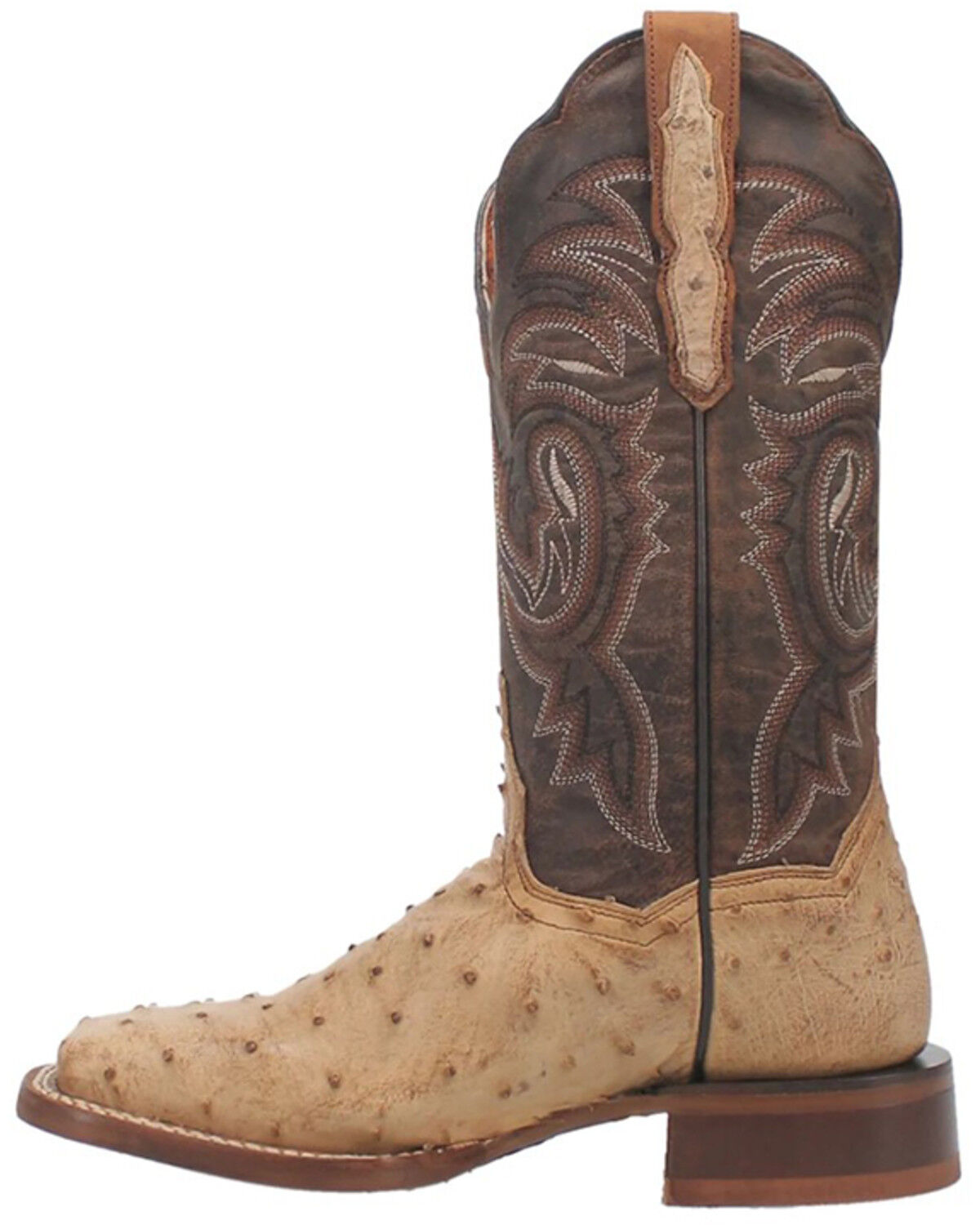 Image #3 - Dan Post Women's Exotic Full Quill Ostrich Western Boots - Broad Square Toe, Taupe, hi-res