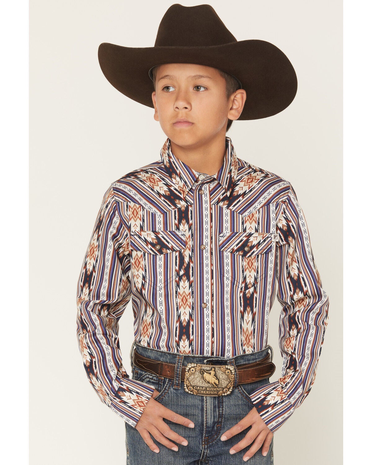 Image #1 - RANK 45&reg; Men's White Mountain Striped Long Sleeve Snap Stretch Western Shirt, Multi, hi-res