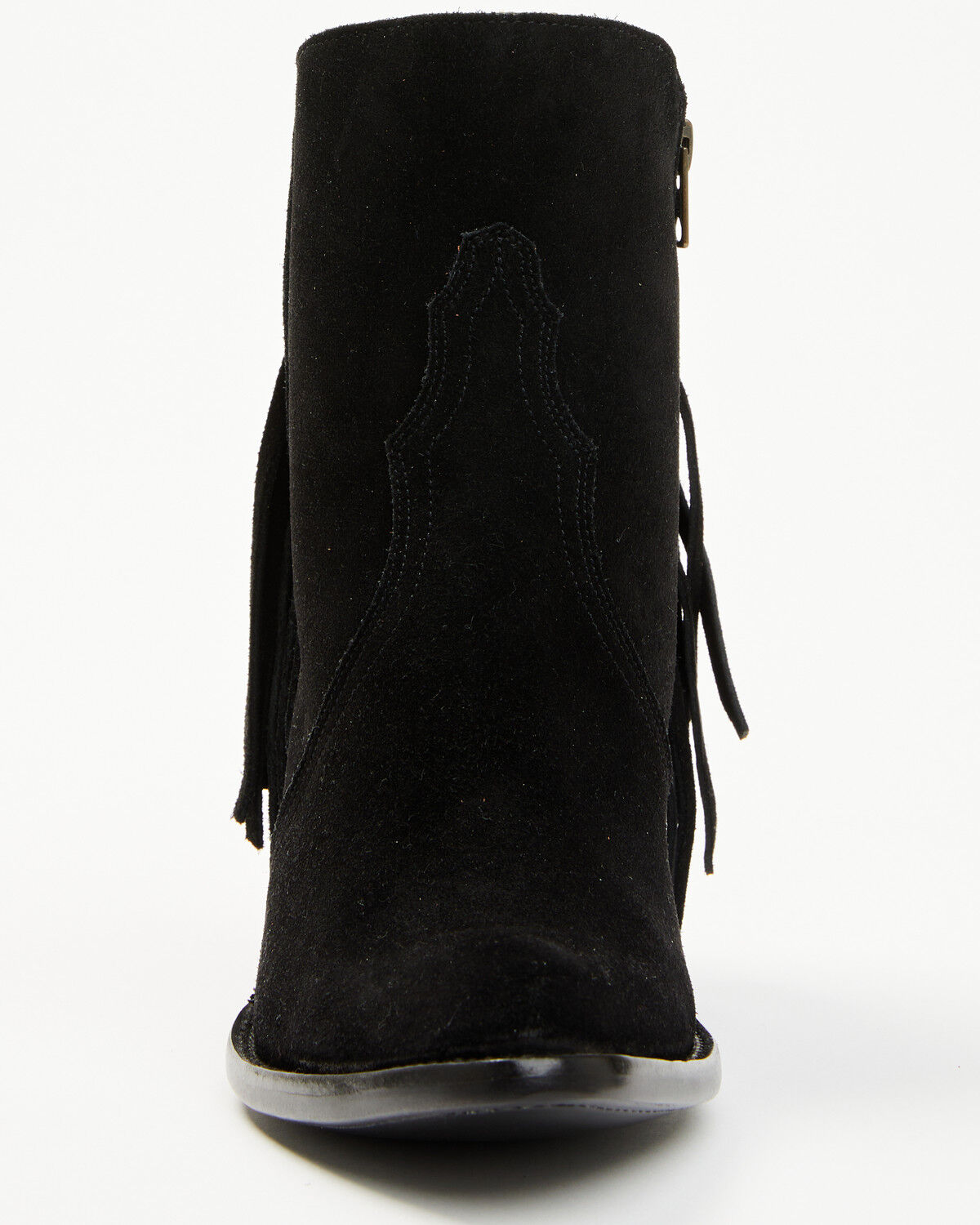 Image #4 - Lucchese Women's Maypop Fringe Side Zip-Up Booties - Round Toe, Black, hi-res