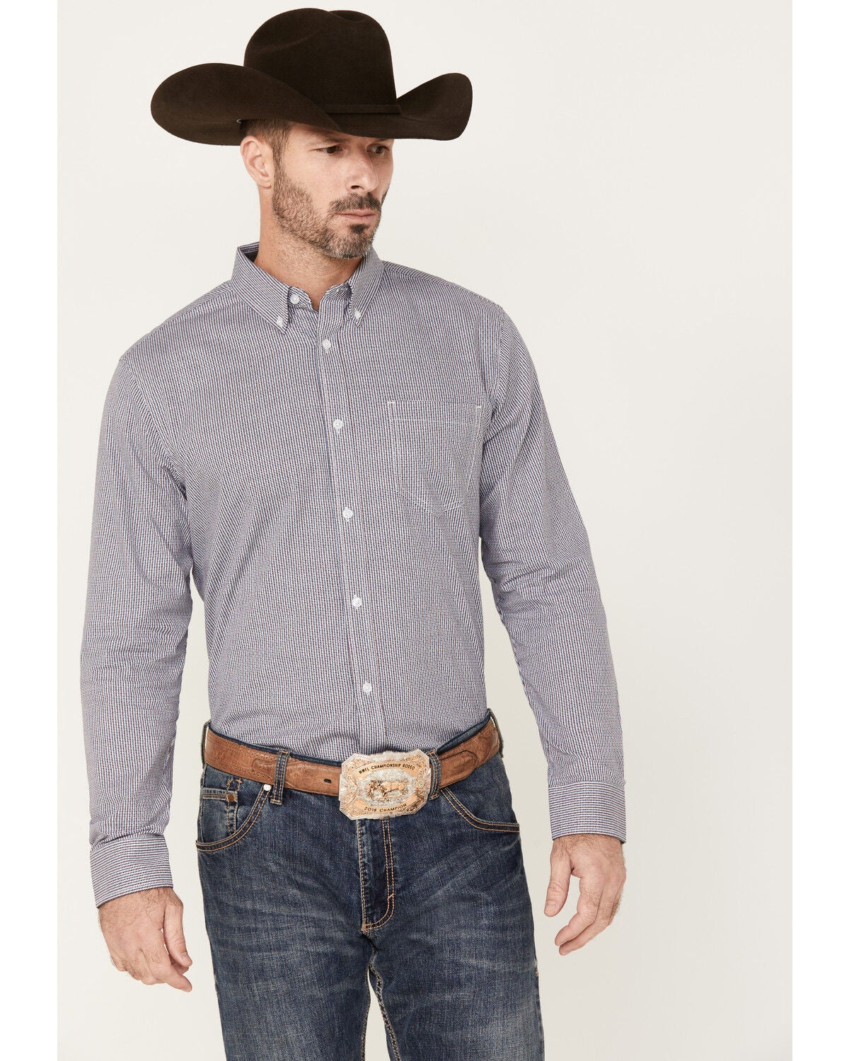 Cody James Men's Toby Long Sleeve Button-Down Stretch Western Shirt, White, hi-res