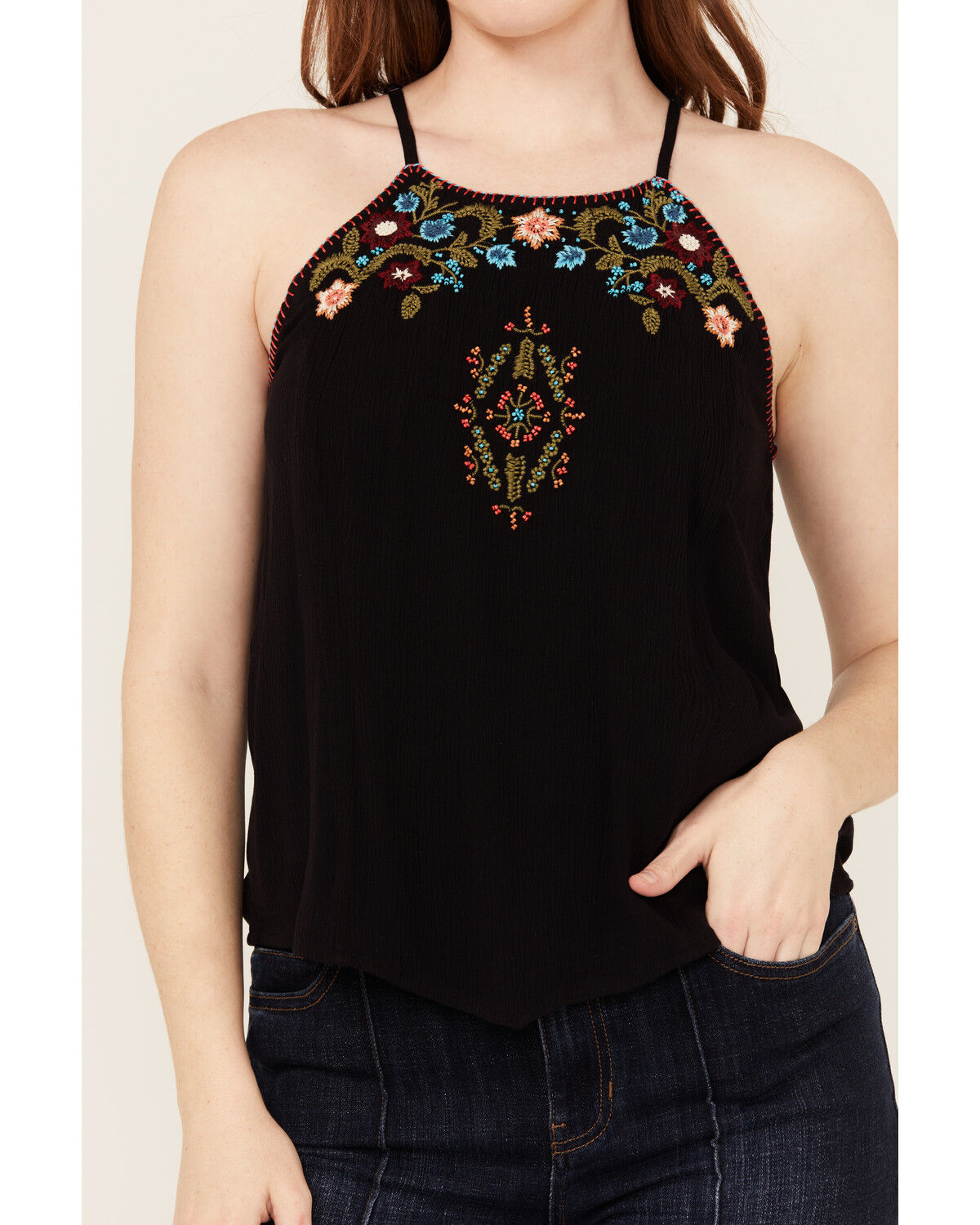 Image #3 - Idyllwind Women's Surrey Embroidered And Beaded Halter Top, Black, hi-res