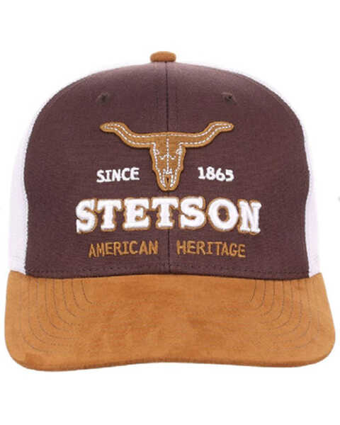 Image #1 - Stetson Men's Embroidered Steer Head Trucker Cap, Brown, hi-res