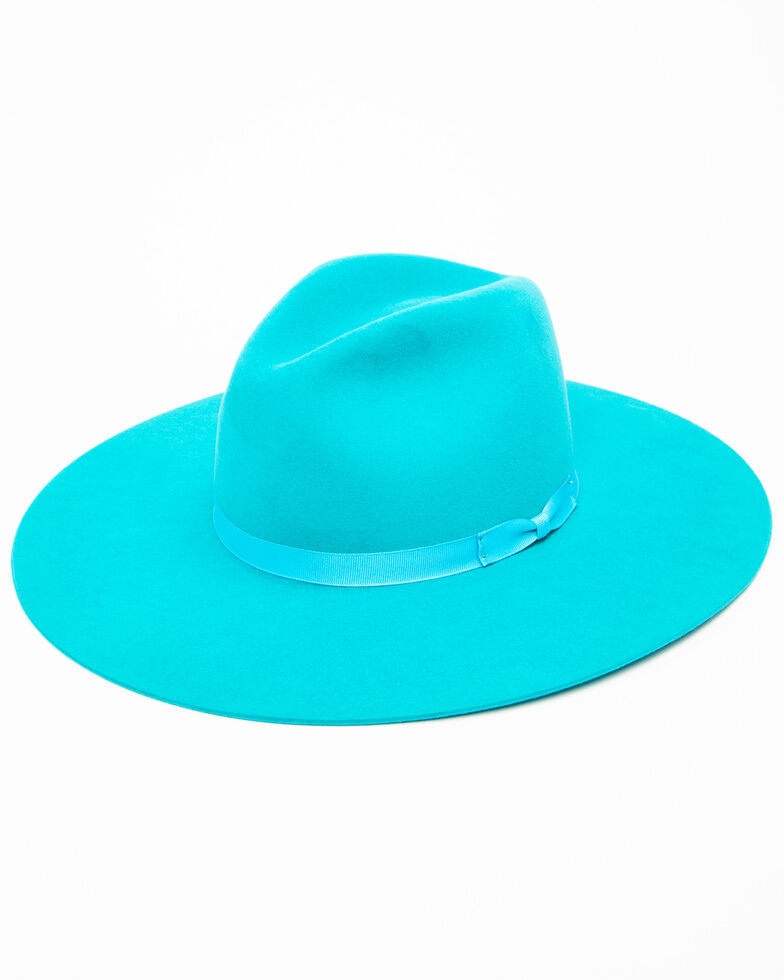 Rodeo King Women's Turquoise 7X Tracker Pinch Front Fur Felt Hat , Turquoise, hi-res
