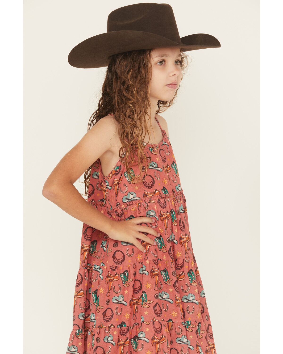Image #2 - Rock & Roll Denim Girls' Conversational Print Sleeveless Dress, Rose, hi-res