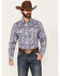 Image #1 - Wrangler 20X Men's Paisley Print Long Sleeve Pearl Snap Stretch Western Shirt, Blue, hi-res