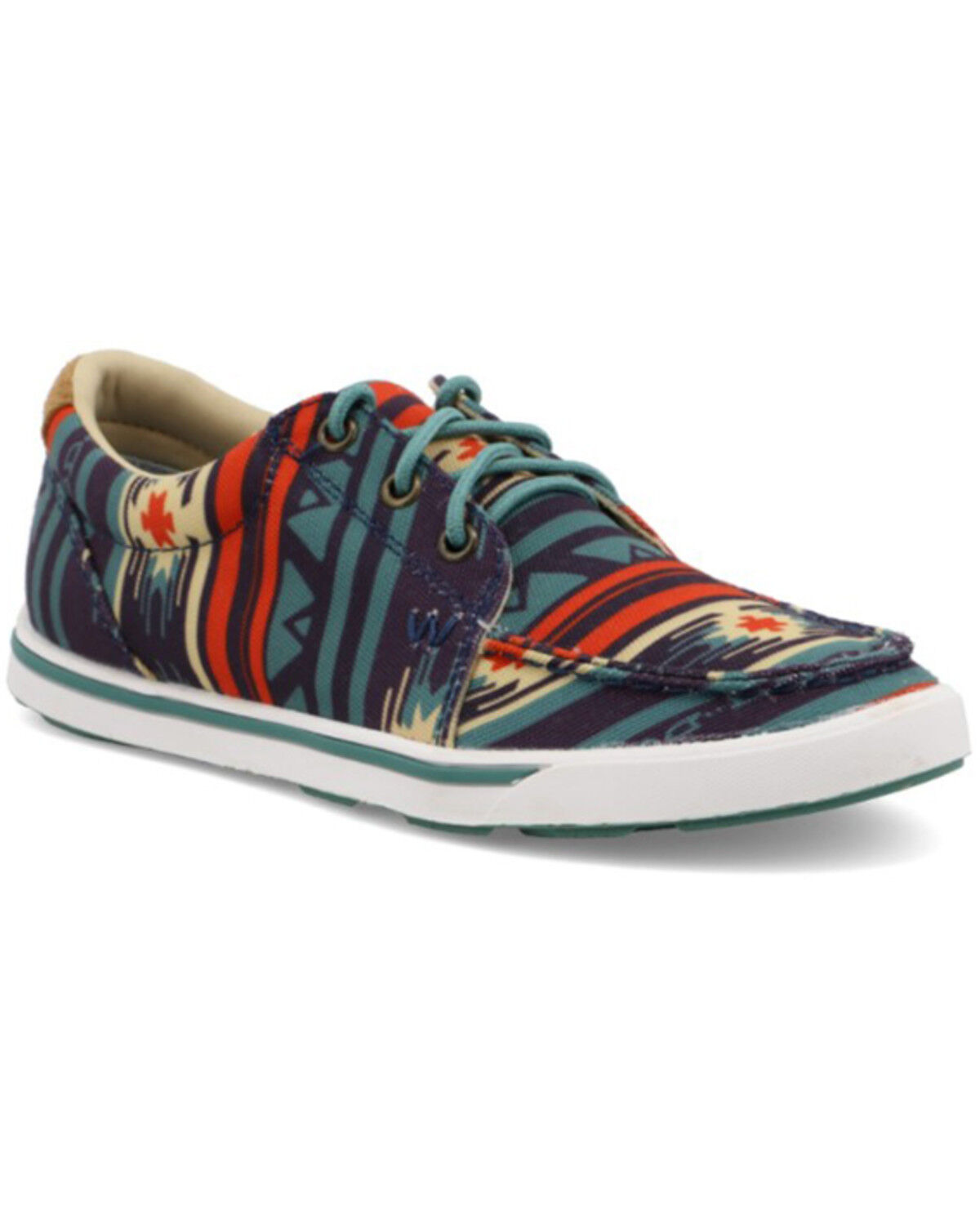 Image #1 - Wrangler Footwear Retro Women's Navy Southwestern Shoes - Moc Toe, Multi, hi-res