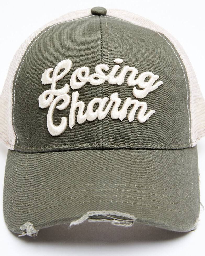 Idyllwind Women's Losing Charm Mesh Back Ball Cap , Olive, hi-res