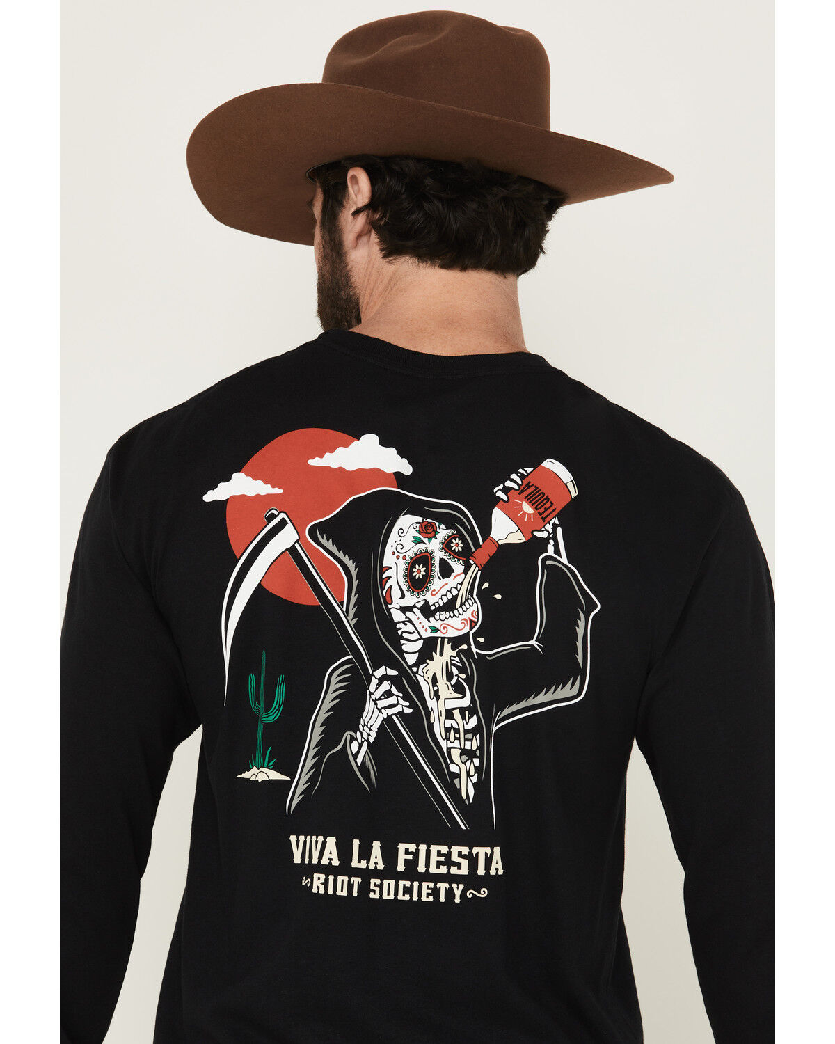 Image #4 - Riot Society Men's Viva La Fiesta Reaper Long Sleeve Graphic T-Shirt, Black, hi-res