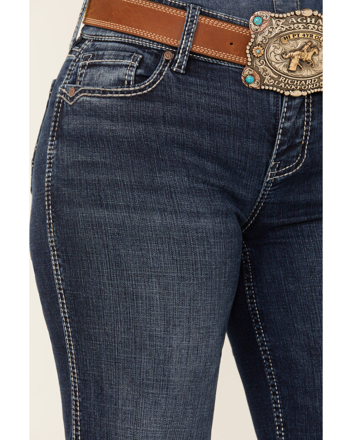 Image #2 - Shyanne Women's Tess Mid Rise Trouser Performance Stretch Denim Jeans, Medium Wash, hi-res