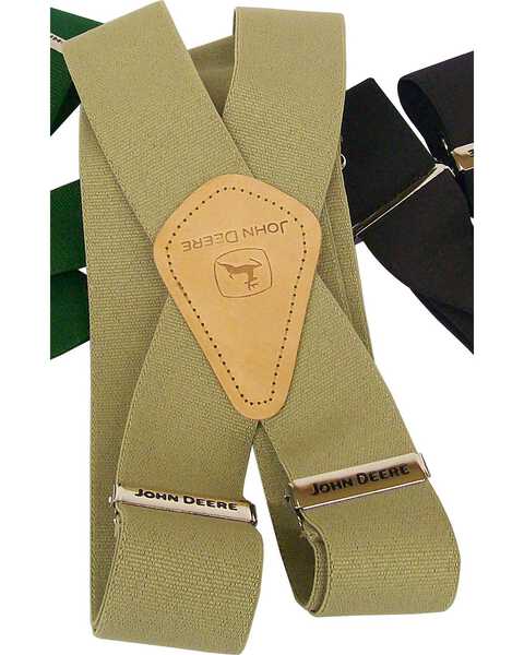 Image #2 - John Deere Leather Patch Suspenders, Khaki, hi-res