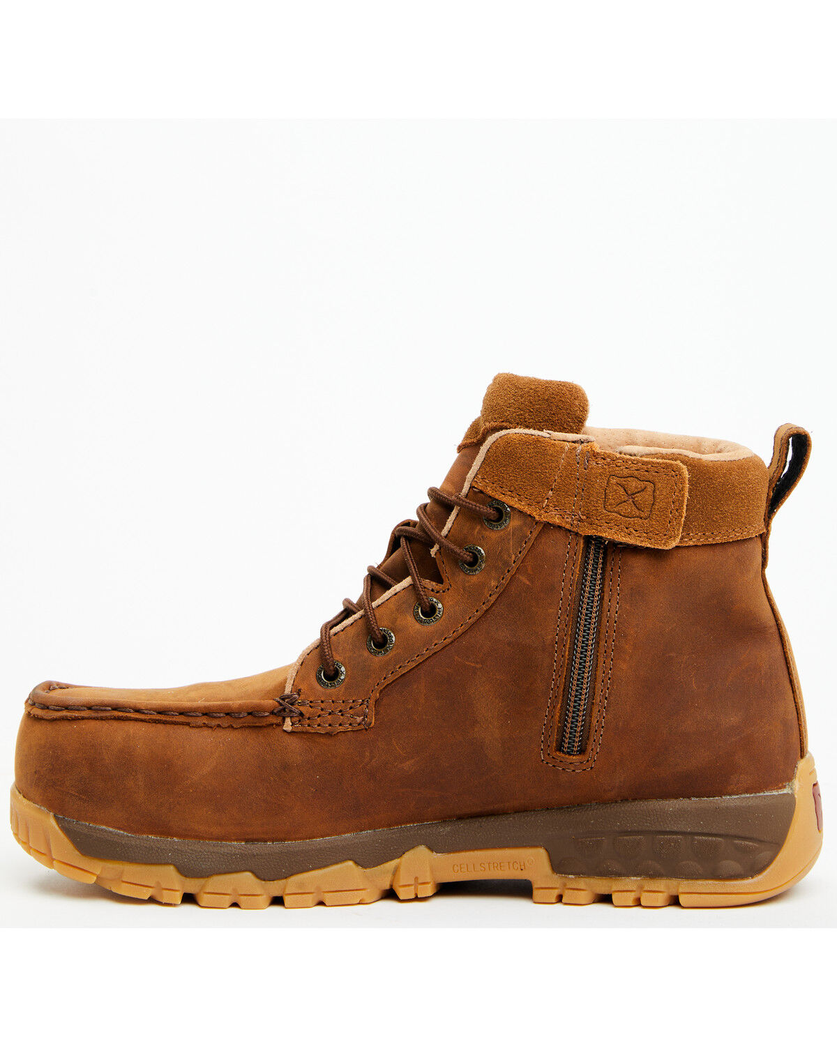 Image #3 - Twisted X Women's 4" Oiled Saddle Work Boots - Moc Toe, Brown, hi-res