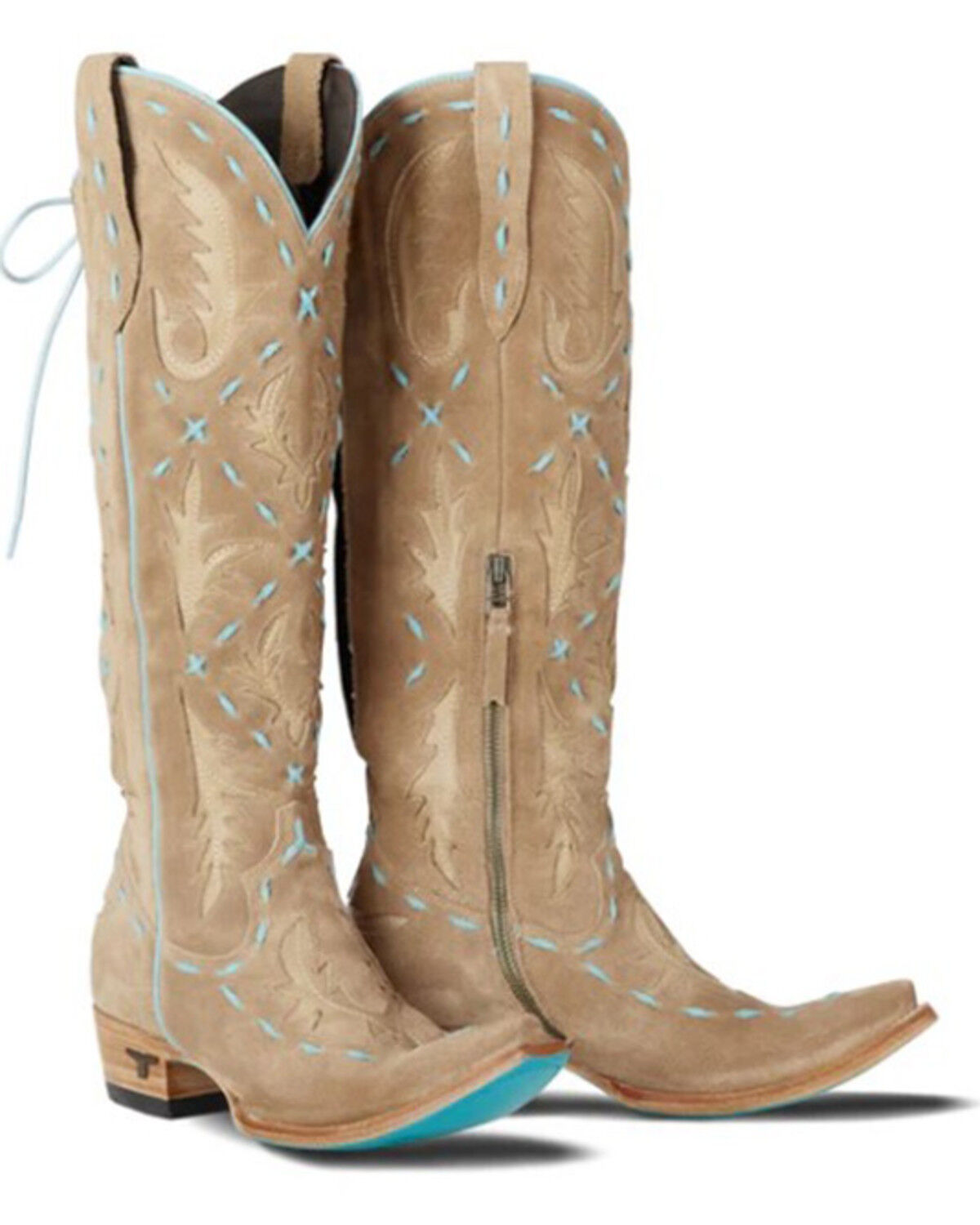 Image #1 - Lane Women's Reverie Suede Knee High Corset Western Boots - Snip Toe, Brown, hi-res