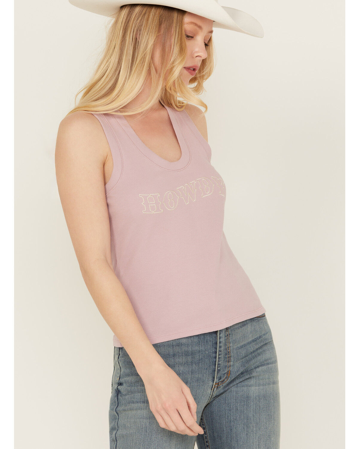 Image #2 - White Crow Women's Howdy Embroidered Tank, Lavender, hi-res