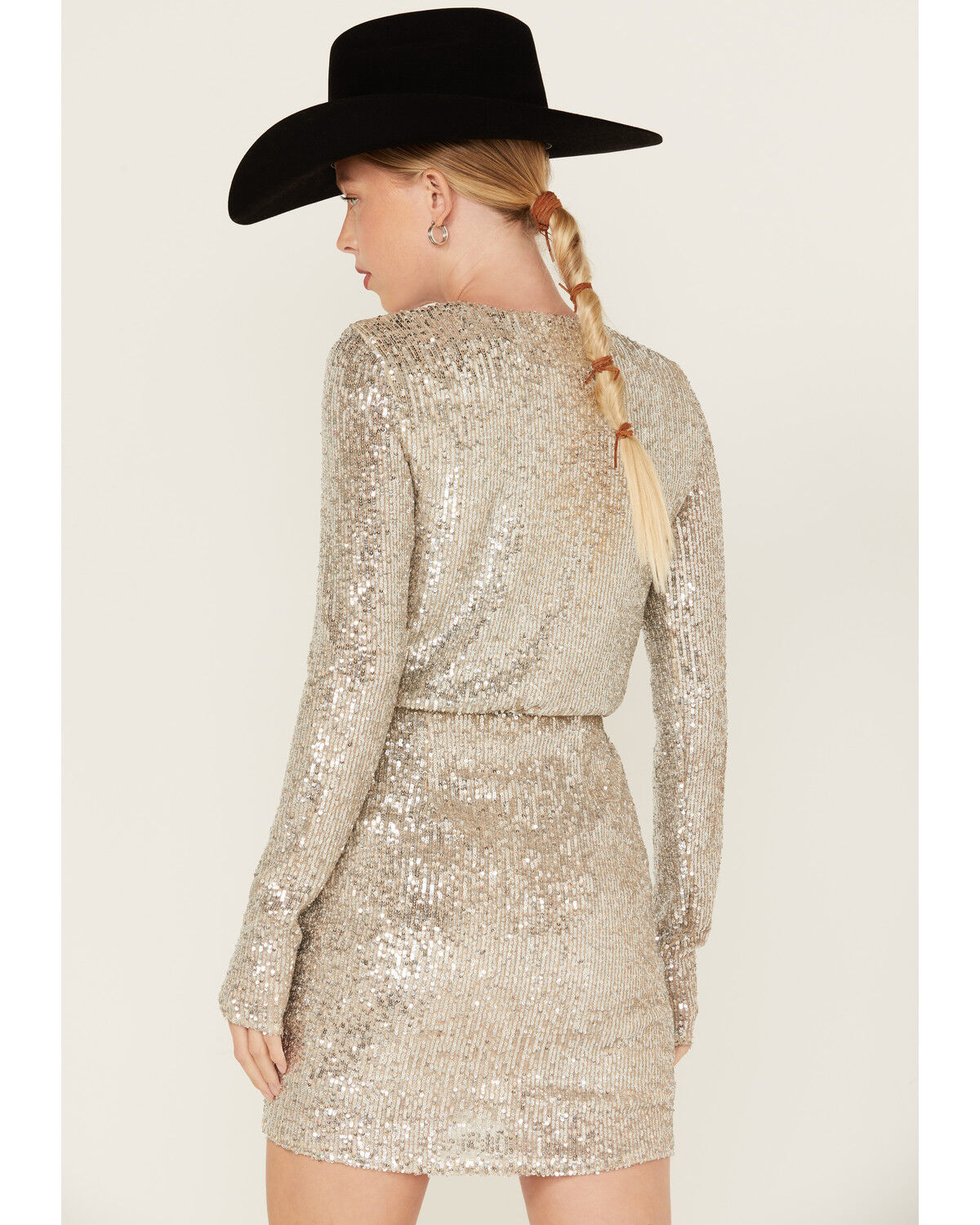 Image #4 - Show Me Your Mumu Women's Party Hop Sequins Long Sleeve Mini Dress, Silver, hi-res