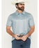 Image #1 - Panhandle Slim Men's Medallion Print Short Sleeve Snap Performance Polo Shirt, Turquoise, hi-res