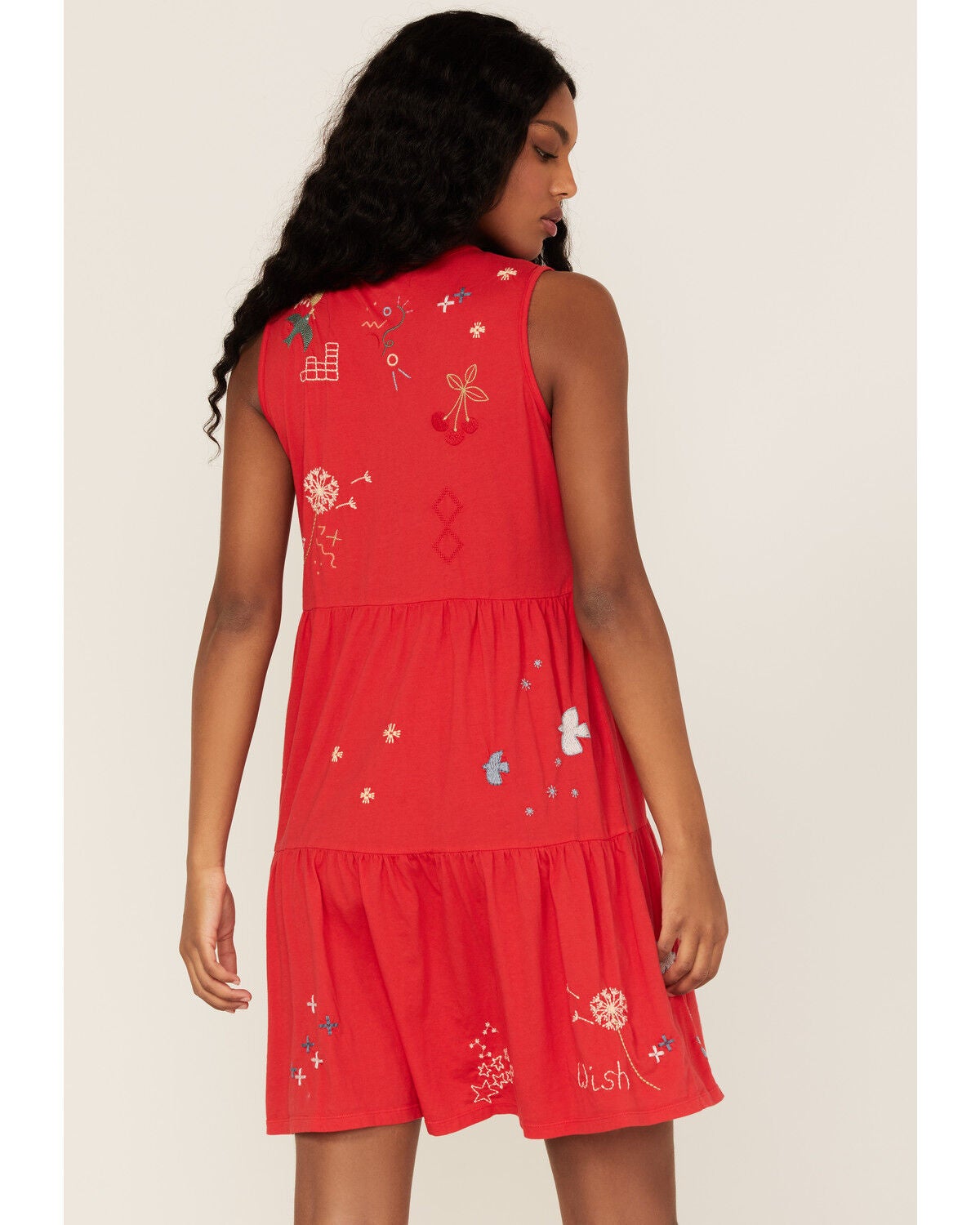 Johnny Was Women's Cleo Tiered Knit Embroidered Floral Tank Dress
