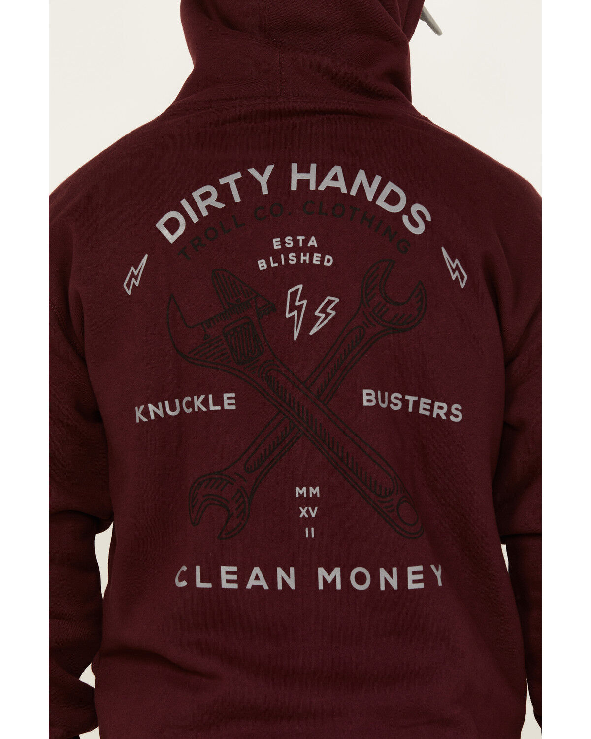 Image #4 - Troll Co Men's Twisting Wrenches Hooded Sweatshirt, Maroon, hi-res