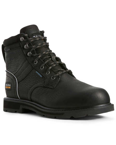 Ariat Men's Black Groundbreaker Waterproof Work Boots - Steel Toe, Brown, hi-res