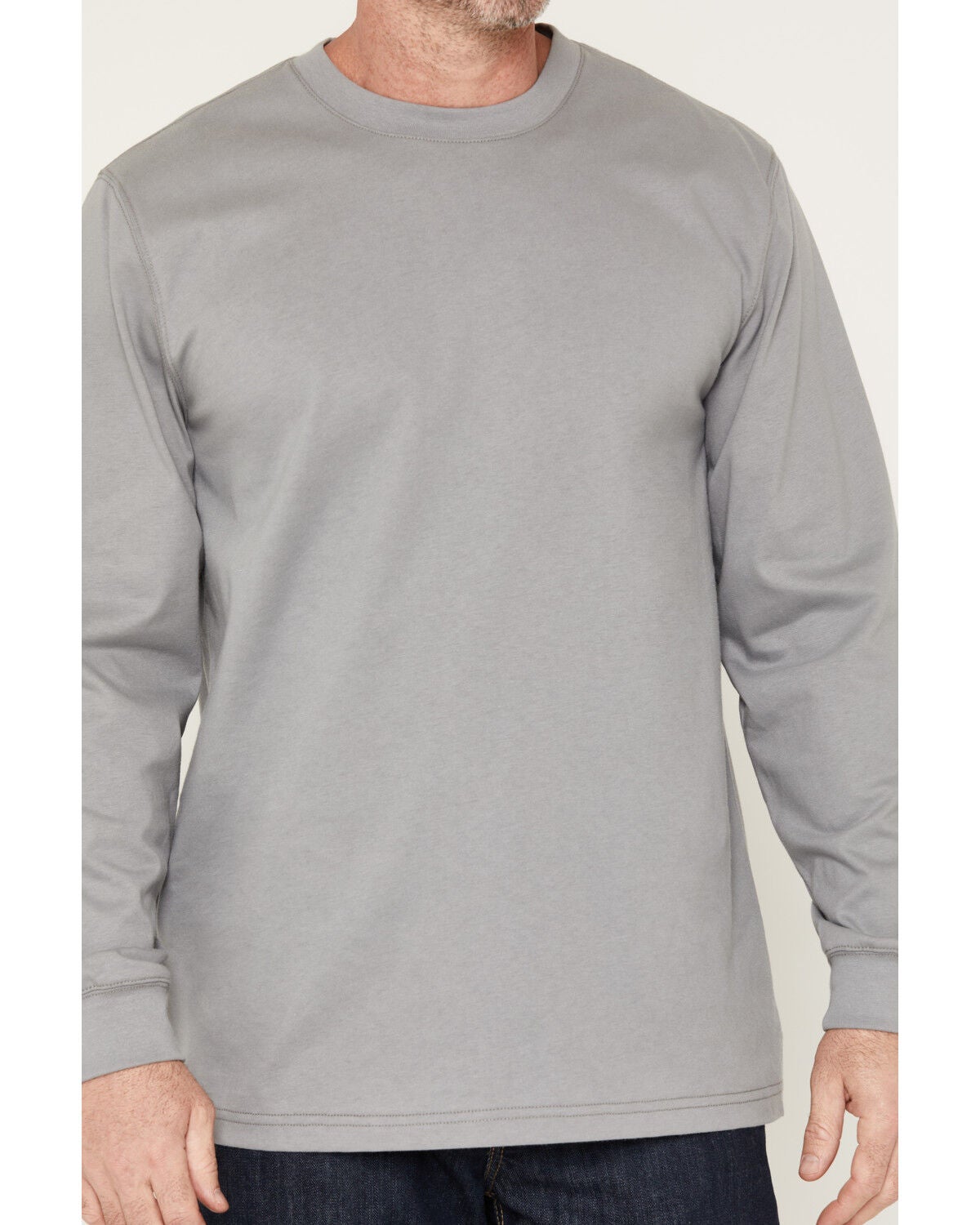 Image #4 - Hawx Men's FR Solid Triangle Skull Long Sleeve Graphic Work T-Shirt, Grey, hi-res