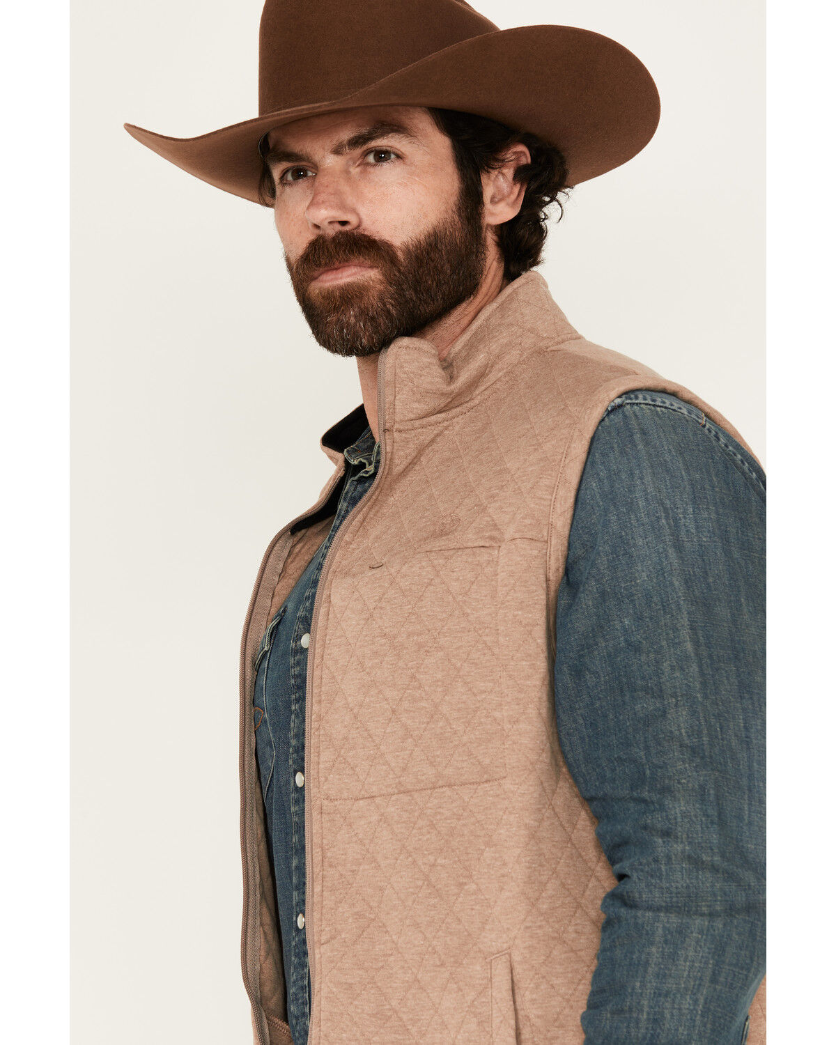 Image #2 - George Strait by Wrangler Men's Knit Vest, Taupe, hi-res