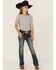 Image #3 - Grace In LA Girls' Cowhide Horseshoe Bootcut Stretch Denim Jeans, Blue, hi-res