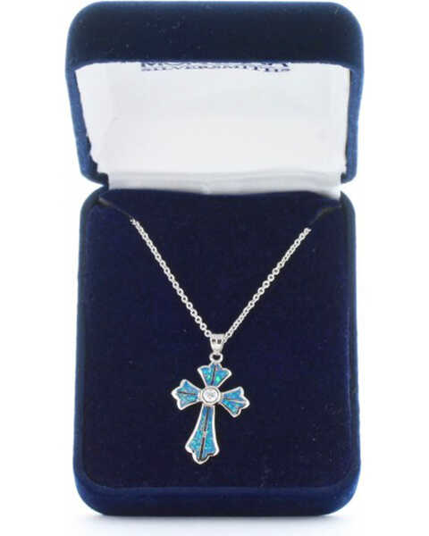 Image #2 - Montana Silversmiths Women's River of Lights Cross Necklace , Silver, hi-res