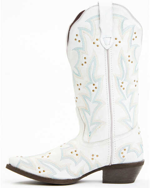 Image #3 - Laredo Women's Adrian Wide Calf Western Boots - Snip Toe, White, hi-res
