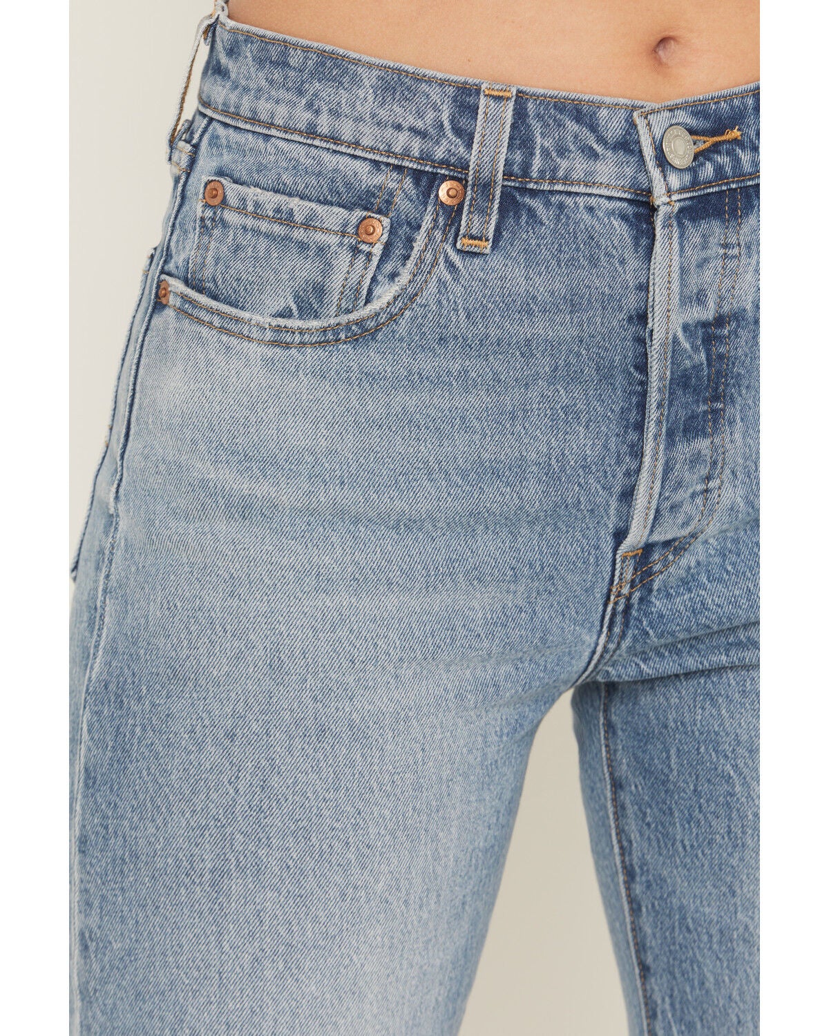 Image #2 - Levi's Women's 501 Medium Wash High Rise Straight Leg Stretch Denim Jeans, Medium Wash, hi-res