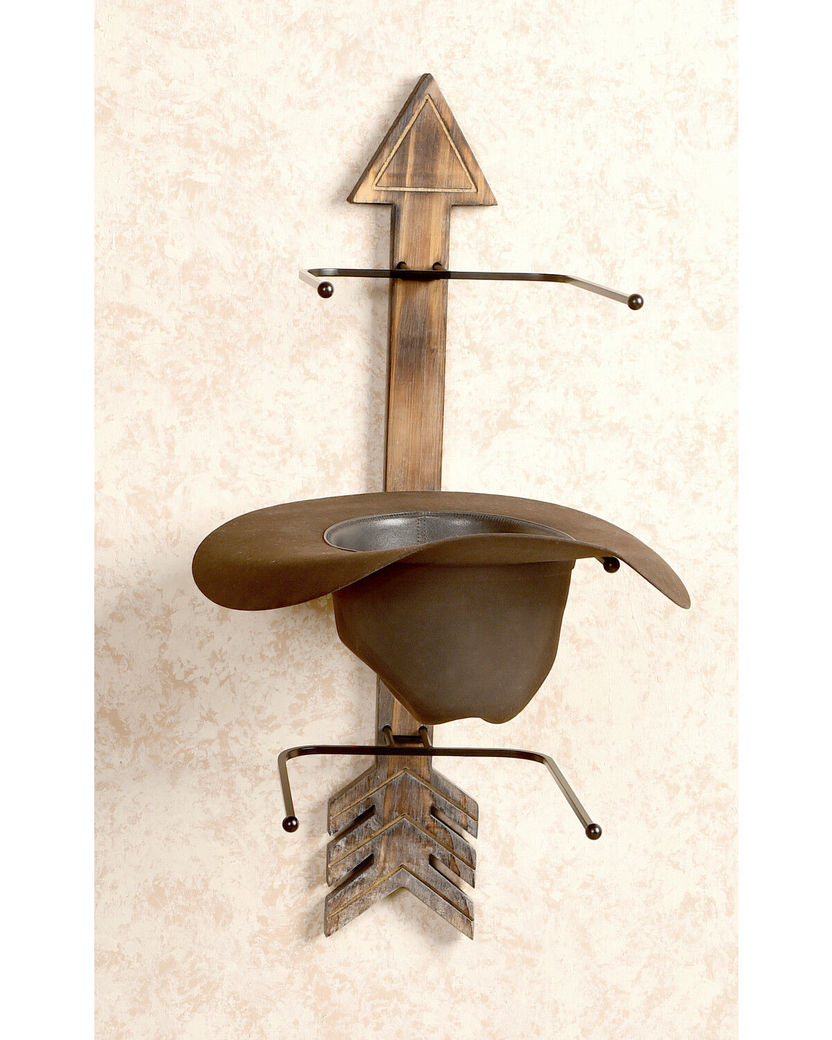 Image #2 - BB Ranch® Arrow Wood And Metal Hat Rack, Brown, hi-res
